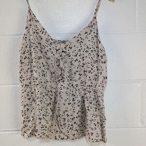 Maurices Women's‎ Leopard Animal Print Lace-up Front Peplum Tank LARGE Spaghetti
